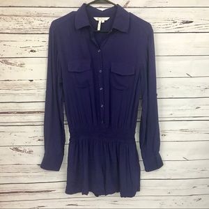 BGBGeneration Long Sleeve Shorts Romper Purple S